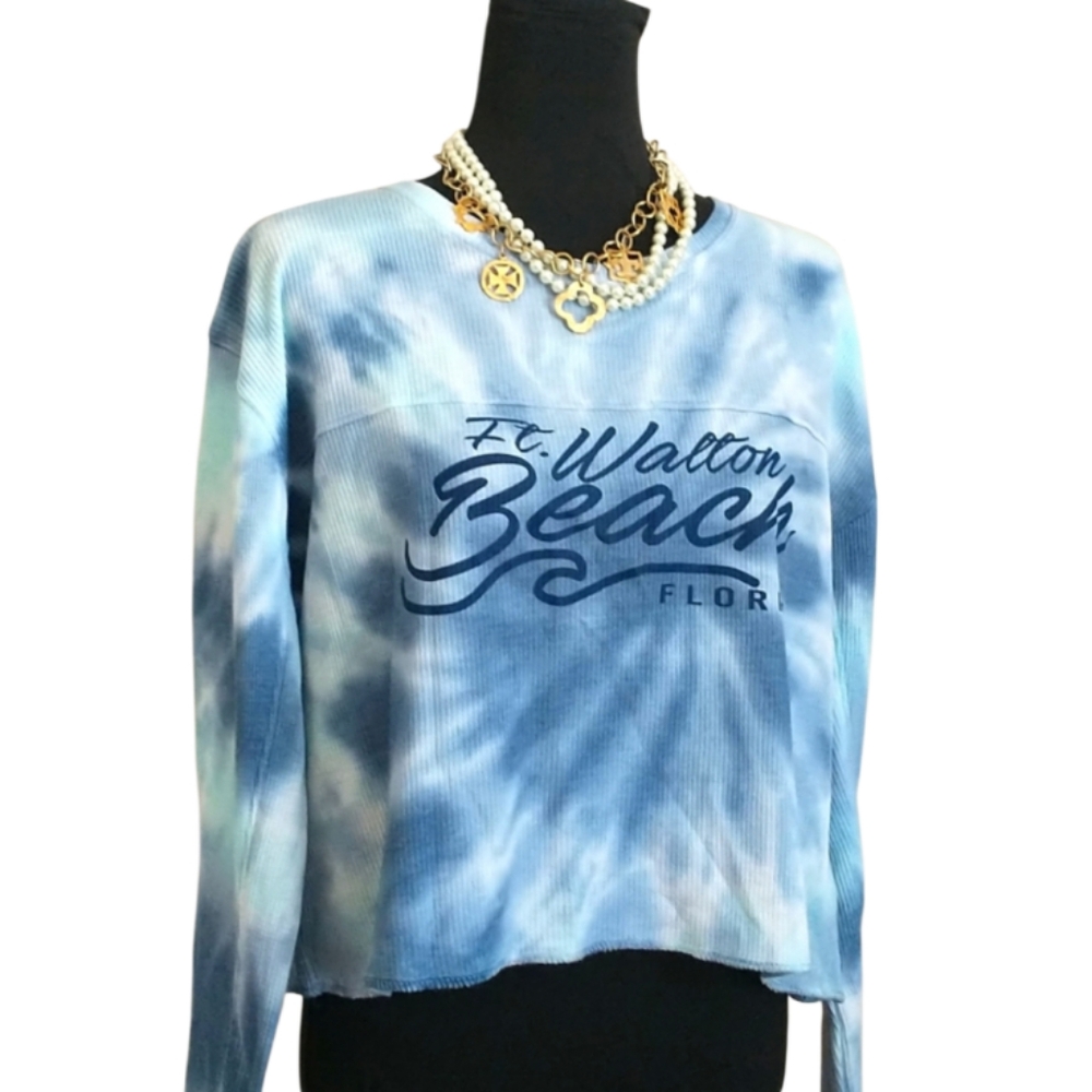 NWT Dreamsicle Blue Tie-Dye Long Sleeve Top. Size/S
